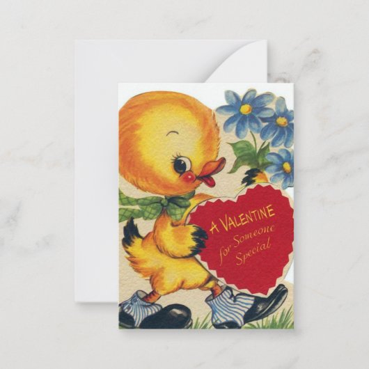 retro  Valentijn duck add message Notitiekaartje (Voorkant)