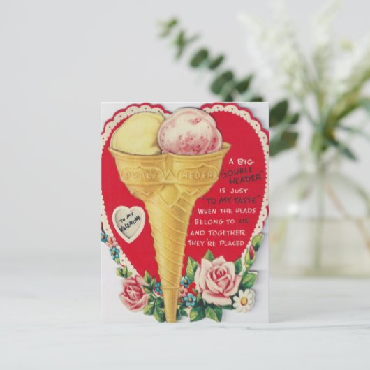 retro  Valentijn Feestdagenkaart (Staand voorkant)