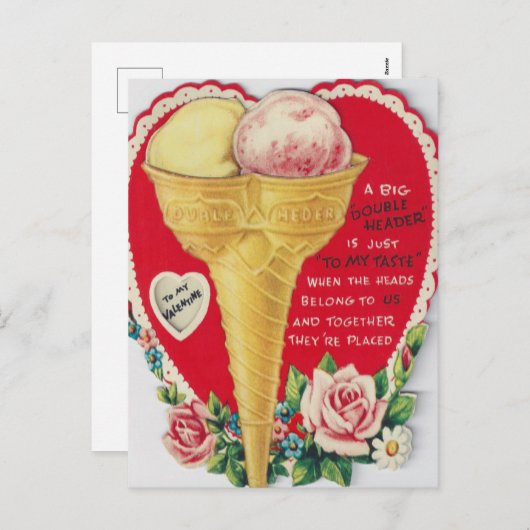 retro  Valentijn Feestdagenkaart (Voorkant / Achterkant)