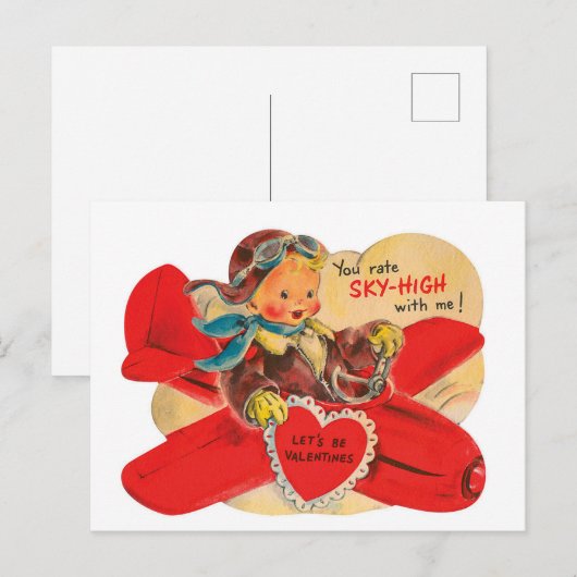 retro Valentijn Feestdagenkaart (Voorkant / Achterkant)