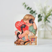 retro  Valentijn Feestdagenkaart (Staand voorkant)