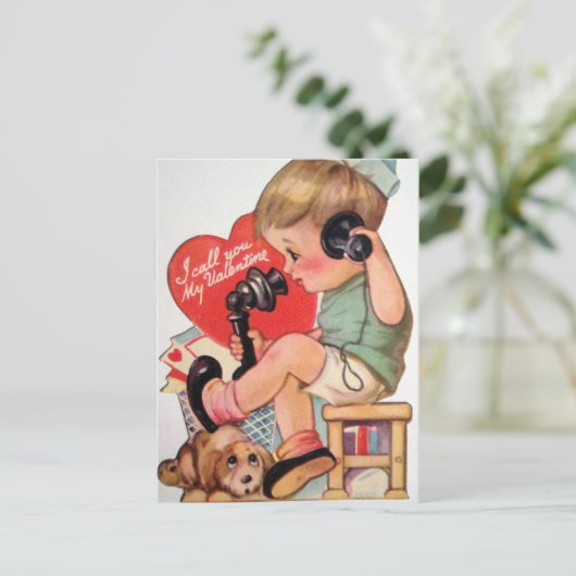 retro  Valentijn Feestdagenkaart (Staand voorkant)