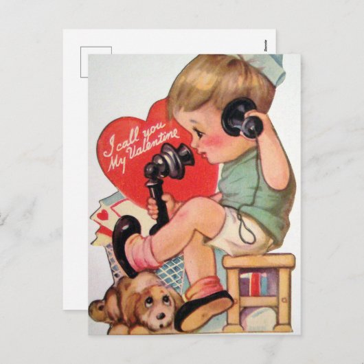 retro  Valentijn Feestdagenkaart (Voorkant / Achterkant)