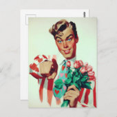 Retro Valentijn Flirty Guy Briefkaart (Voorkant / Achterkant)