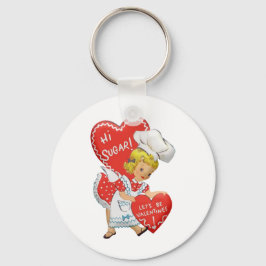 Retro  Valentijn Girl Hi Sugar Sleutelhanger