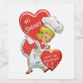 Retro  Valentijn Girl Hi Sugar Wijn Etiket (Enkel label)
