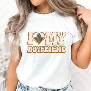 Retro Valentijn hart foto Ik hou van mijn vriend T-shirt