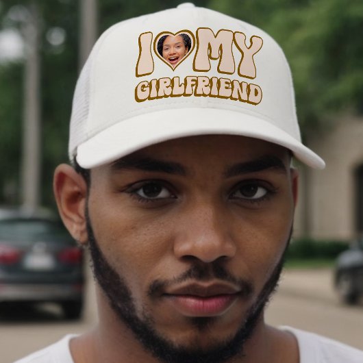 Retro Valentijn hart foto Ik hou van mijn Vriendin Trucker Pet