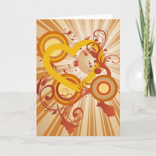 Retro Valentijn Heart Grunge Feestdagen Kaart (Voorkant)