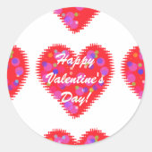 Retro Valentijn Hearts Ronde Sticker (Voorkant)
