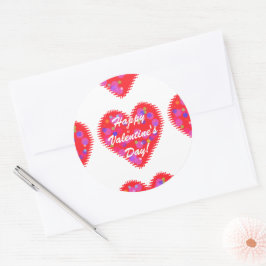 Retro Valentijn Hearts Ronde Sticker