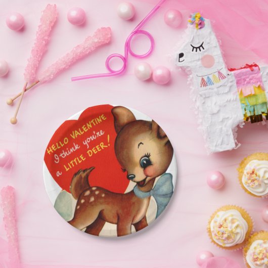 Retro  Valentijn hert party Papieren Bordje (Feest)