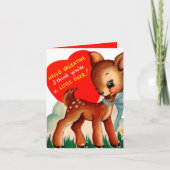 retro  Valentijn hert voegt sentiment toe Feestdagen Kaart (Voorkant)