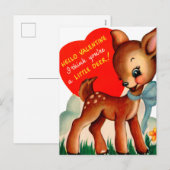 retro  Valentijn herten Feestdagenkaart (Voorkant / Achterkant)