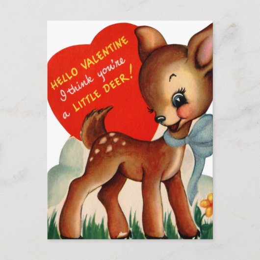 retro  Valentijn herten Feestdagenkaart (Voorkant)