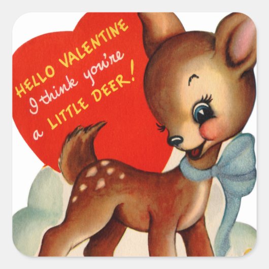 Retro Valentijn Herten Vakantie sticker (Voorkant)