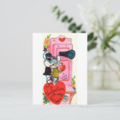 Retro  Valentijn Holiday briefkaart (Staand voorkant)