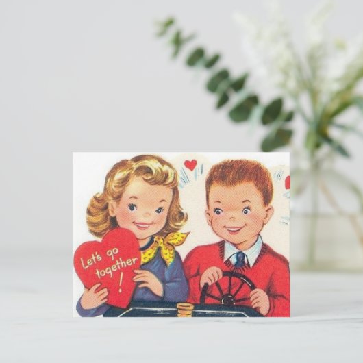 Retro  Valentijn Holiday briefkaart (Staand voorkant)