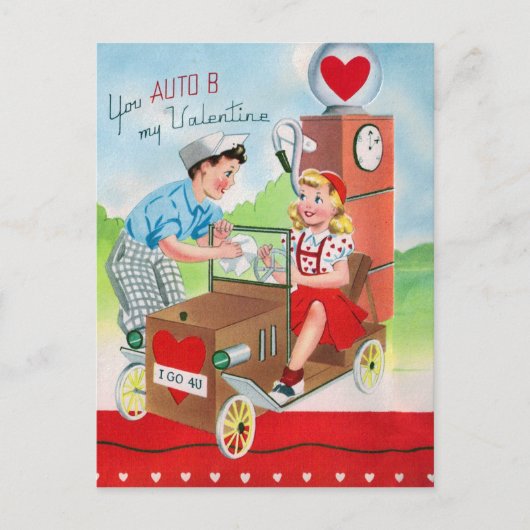 Retro Valentijn Holiday briefkaart koppel (Voorkant)