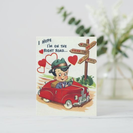 Retro  Valentijn Holiday man briefkaart (Staand voorkant)