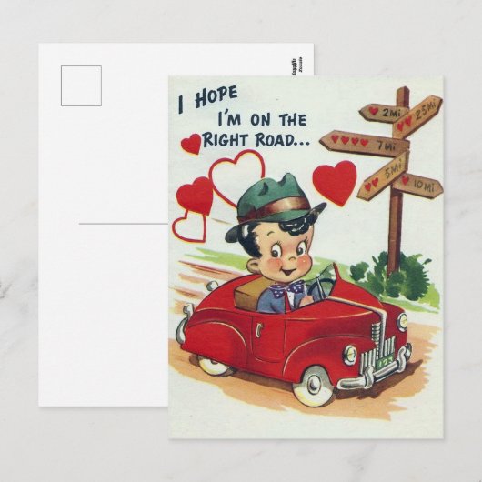 Retro  Valentijn Holiday man briefkaart (Voorkant / Achterkant)