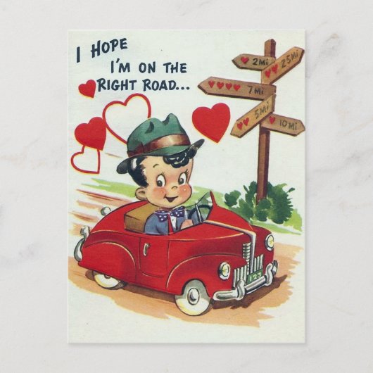 Retro  Valentijn Holiday man briefkaart (Voorkant)