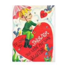 Retro  Valentijn Holiday Shower briefkaart