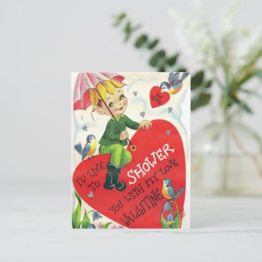 Retro  Valentijn Holiday Shower briefkaart (Staand voorkant)