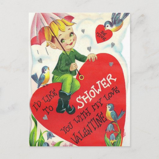 Retro  Valentijn Holiday Shower briefkaart (Voorkant)