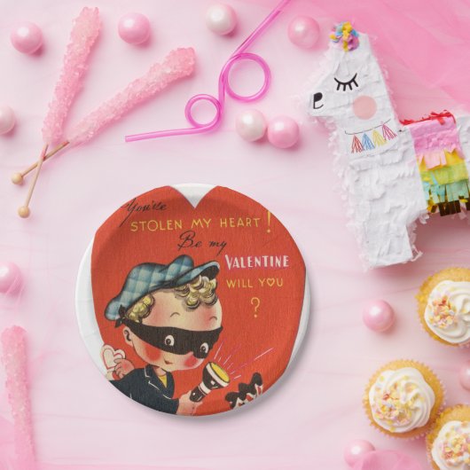 Retro  Valentijn Holiday theif party Papieren Bordje (Feest)