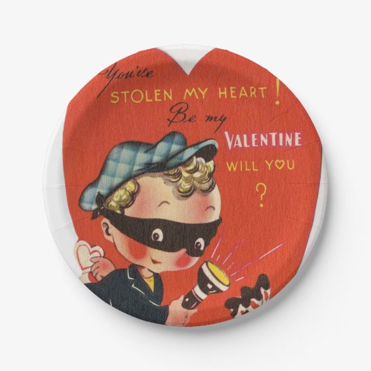 Retro  Valentijn Holiday theif party Papieren Bordje (Voorkant)