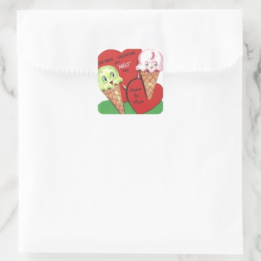 Retro Valentijn-ijssticker Vierkante Sticker (Tas)