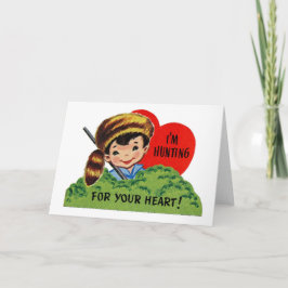 Retro Valentijn Jacht voor Uw Hart Feestdagen Kaart