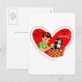 Retro Valentijn Jongen en Hond Feestdagenkaart (Voorkant / Achterkant)