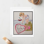 Retro Valentijn Kaart Notitiekaartje (Voorkant / Achterkant in situ)