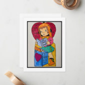 Retro Valentijn Kaart Notitiekaartje (Voorkant / Achterkant in situ)