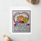 Retro Valentijn Kaart Notitiekaartje (Voorkant / Achterkant in situ)