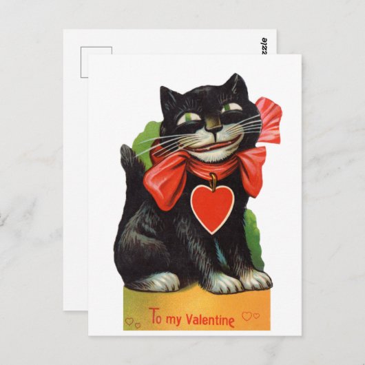 Retro  Valentijn kat Briefkaart (Voorkant / Achterkant)