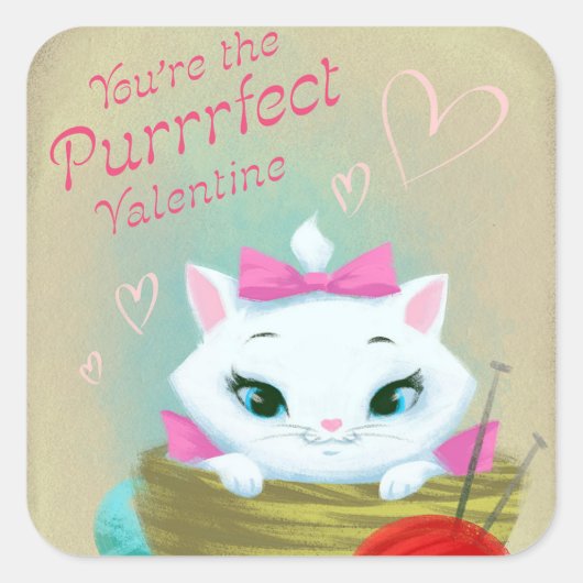 Retro  Valentijn kat Vakantie sticker (Voorkant)