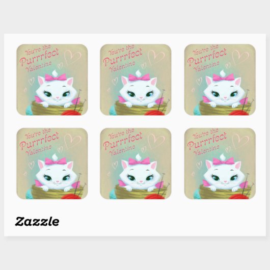 Retro  Valentijn kat Vakantie sticker (Vel)