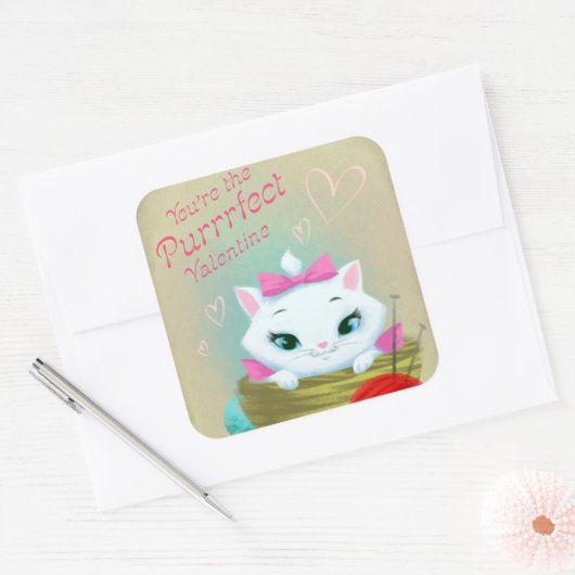 Retro  Valentijn kat Vakantie sticker (Envelop)