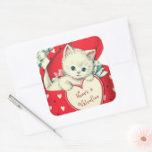 Retro Valentijn kat Vakantie sticker (Envelop)