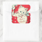 Retro Valentijn kat Vakantie sticker (Tas)