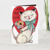 retro  Valentijn kat voegt sentiment toe Feestdagen Kaart (Voorkant)