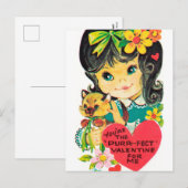Retro  Valentijn kattefeestdag briefkaart (Voorkant / Achterkant)
