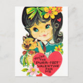 Retro Valentijn kattefeestdag briefkaart (Voorkant)