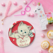 Retro  Valentijn kattefeestdag Papieren Bordje (Feest)