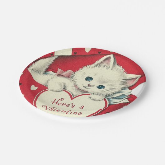 Retro Valentijn kattefeestdag Papieren Bordje (Gekanteld)