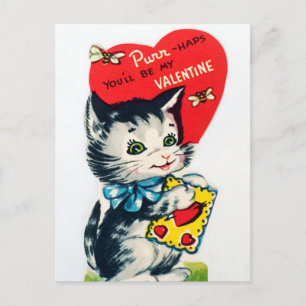 Retro  Valentijn katten briefkaart
