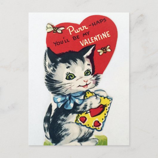 Retro  Valentijn katten briefkaart (Voorkant)